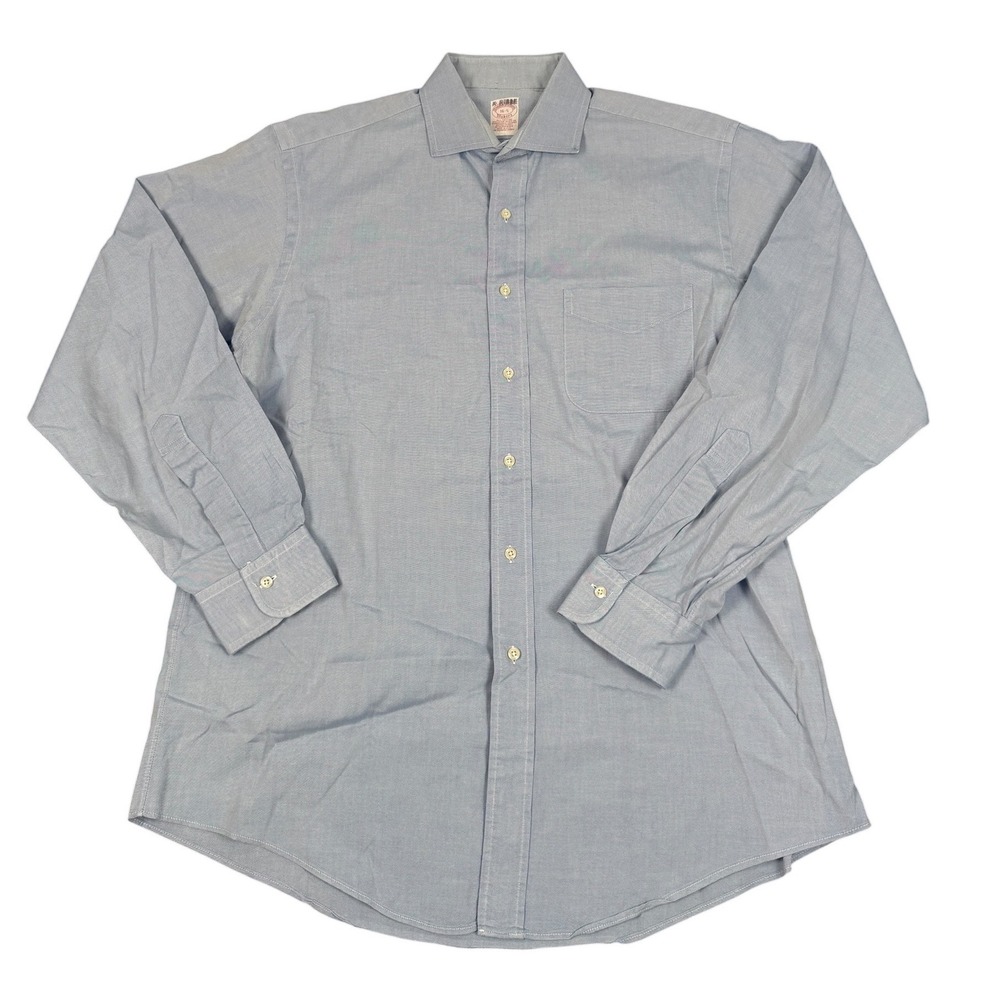 Brooks Brothers OCBD Dress Shirt Men 16-5 Blue Oxford Makers USA Cotton
